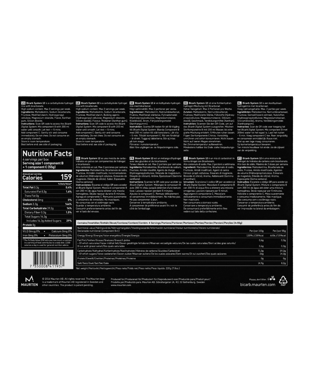 Maurten Bicarb System 12 (de 44 à 55kg)